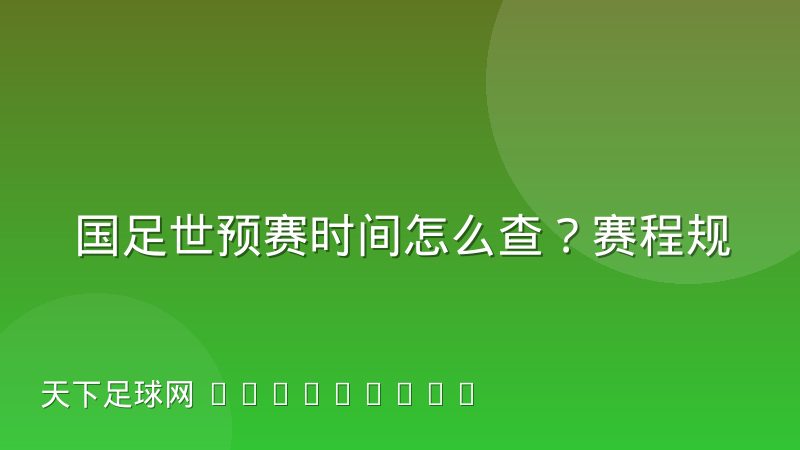 国足世预赛时间怎么查？赛程规律与观赛安排全解析